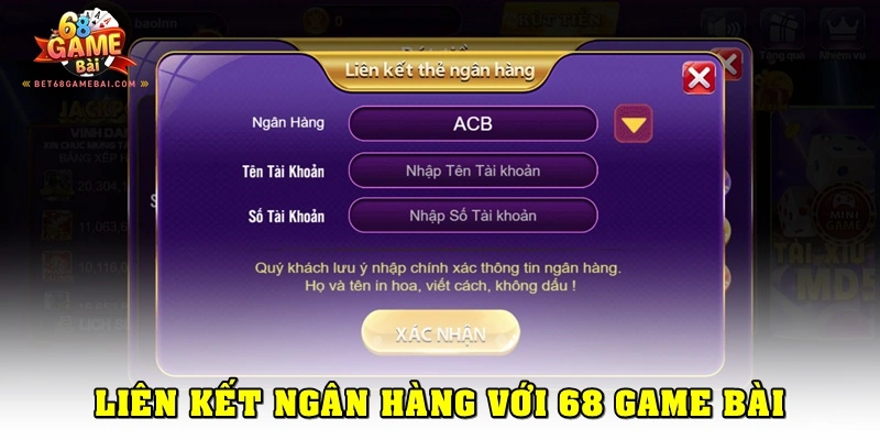 Nhập thông tin ngân hàng để liên kết với cổng game